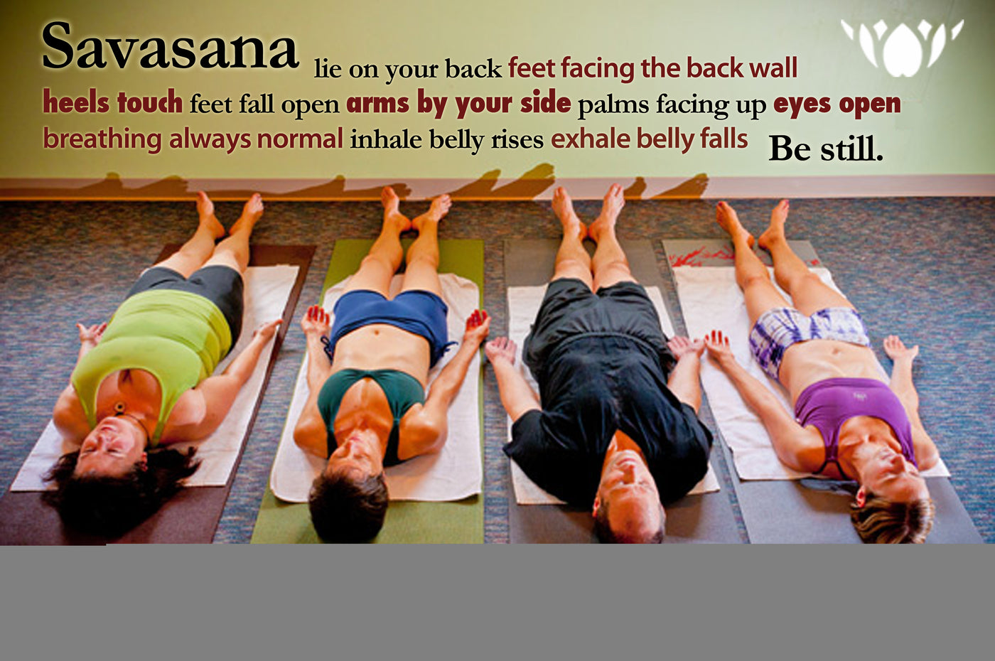Yoga class lying in savasana pose stock photo (123938) - YouWorkForThem