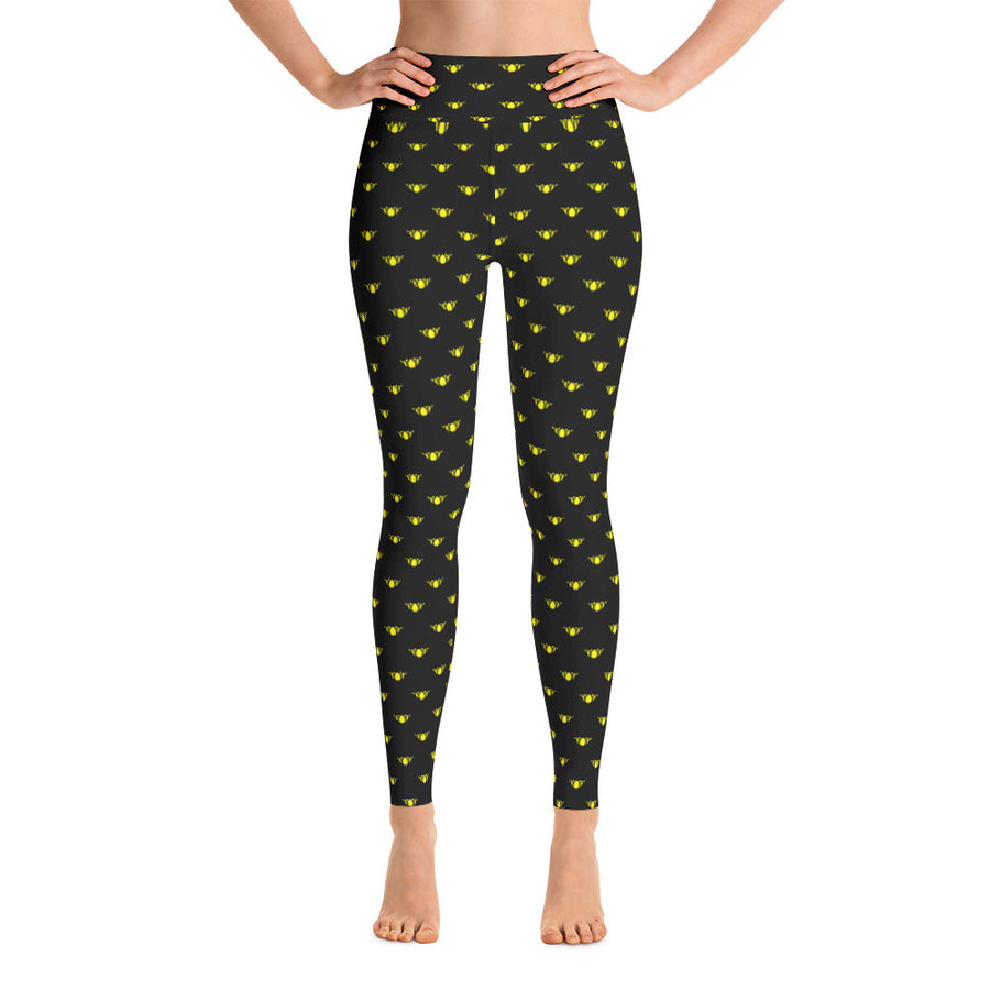 Black / Yellow Polka Dots Leggings