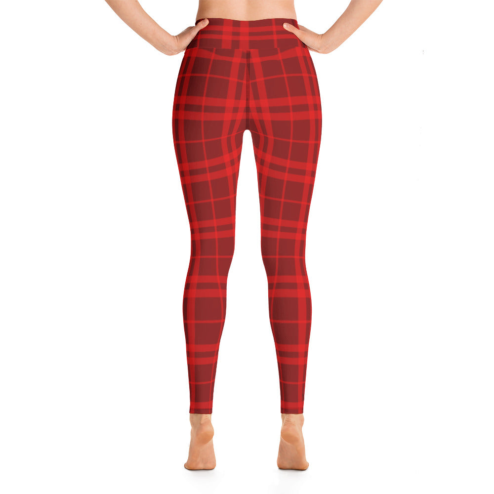 Leggings Yoga Pants - Red Tartan | eBay